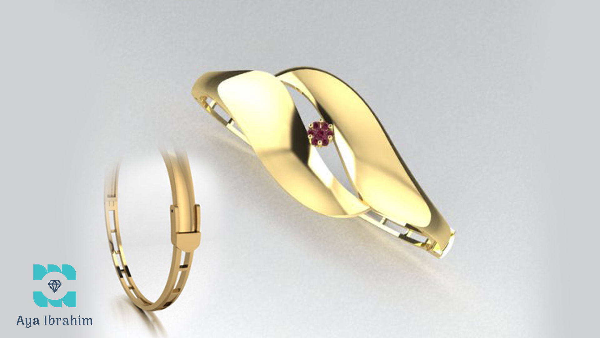 Bracelet with red sapphire stone 